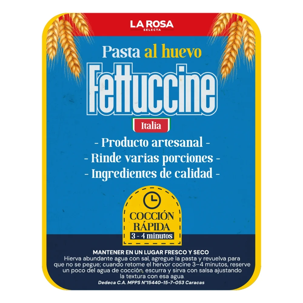 Pasta al Huevo Fettuccini La Rosa Artesanal 500gr